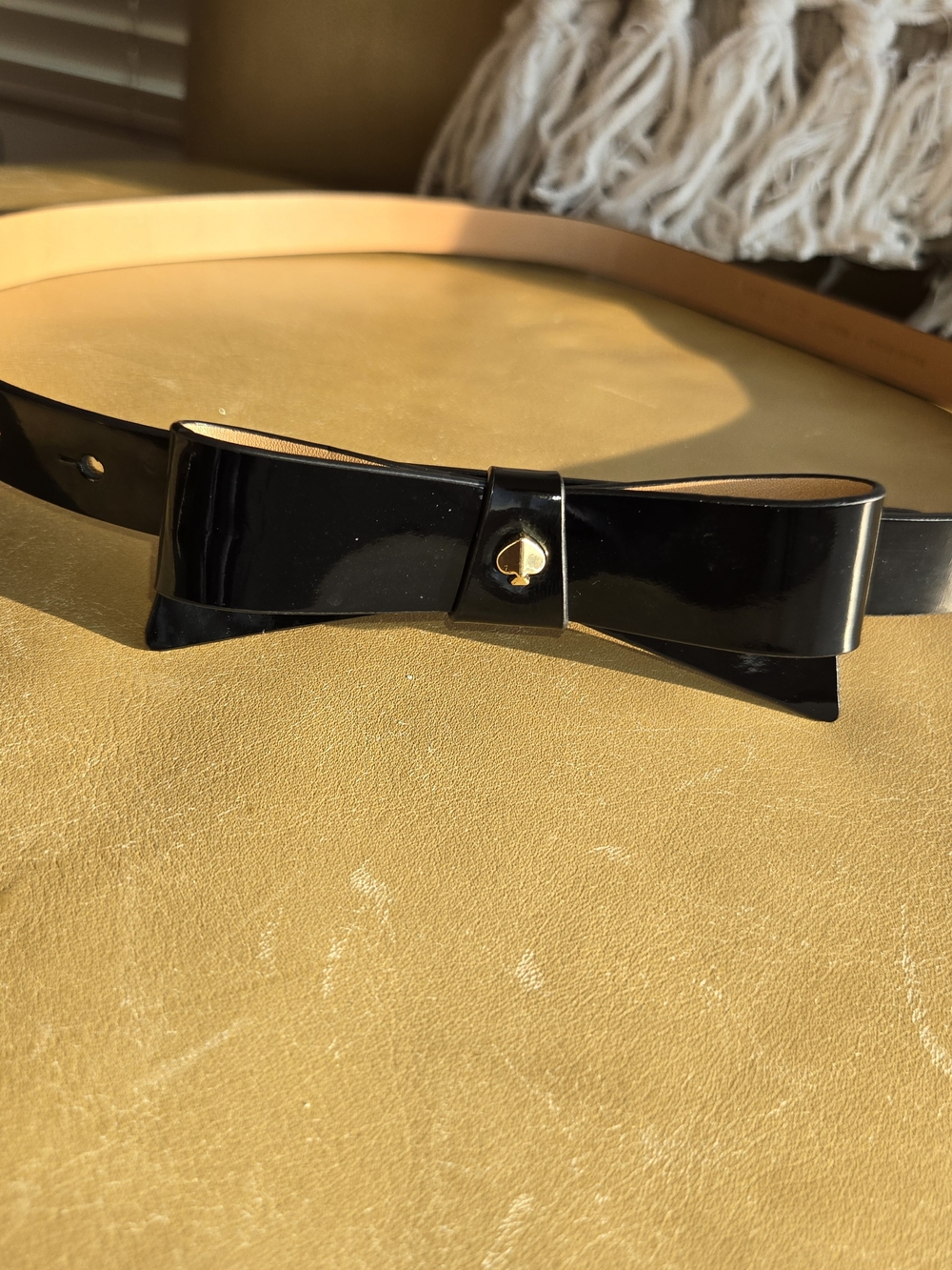 Kate Spade Black Patent Bow Belt